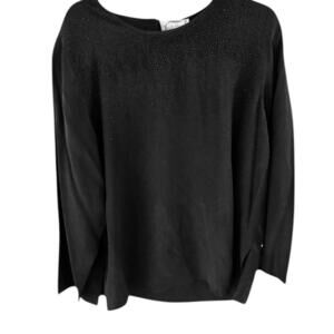 Diane Von Fursetenberg Silk Assets 100% Silk Black Blouse With Black Beads Sz S